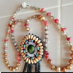 Medicine wheel Native American Madd Necklace bead, glass stone